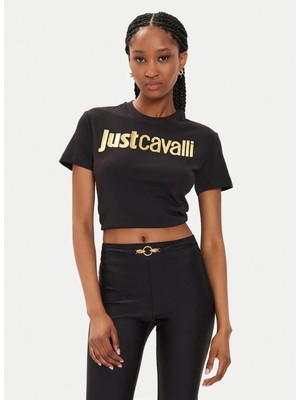 Just Cavalli Yuvarlak Yaka Baskılı Siyah Kadın T-Shirt 76Pahg11