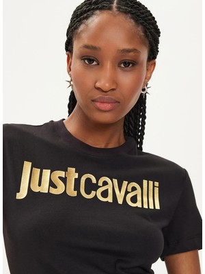 Just Cavalli Yuvarlak Yaka Baskılı Siyah Kadın T-Shirt 76Pahg11