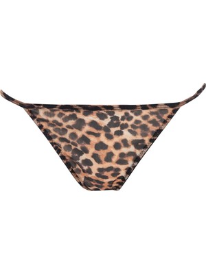 DeFacto Fall in Love Leopar Desenli Tül Slip Külot D5603AX24AU