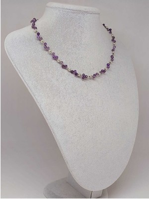 Yaşam Tohumu Ametist Taşı Faset Kesim Tasarım Kolye 4mm (51464)