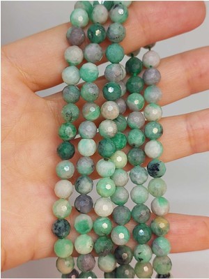 Yaşam Tohumu Bileklik Boy Zümrüt Taşı Faset Kesim 6mm Yarım Dizi (45916) (18CM Uzunluğundadır)