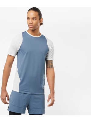 Salomon Sense Aero Erkek Koşu Tişört - Mavi Beyaz