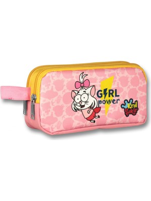 Ümit Çanta Kral Şakir Girl Power Iki Bölmeli Kız Çocuk Kalem Çantası - Pembe/sarı