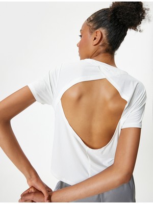 Koton Spor Tişört Sırt Detaylı Oversize Bisiklet Yaka Kısa Kollu