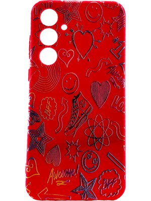 Samsung Galaxy A35 Kılıf Kırmızı Şimşek Eros Desenli Tasarım Kılıf