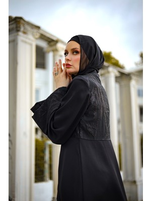 Harika Wear Siyah Jakarlı Abaya