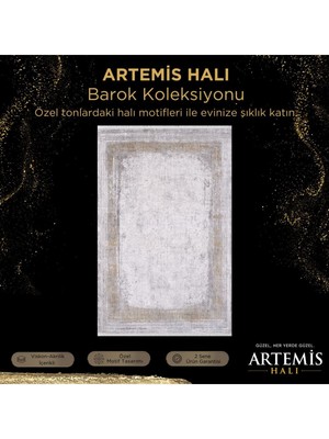 Artemis Halı Barok Bej Antrasit Kiremit Eskitme Desen Halı