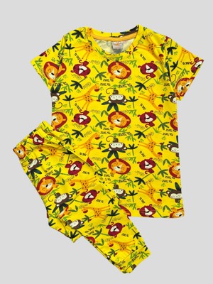 Elmas Kids Erkek Çocuk %100 Pamuklu Safari Desenli Pijama Takımı