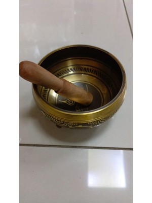 Miamantra Pirinç Tibet Ses Çanağı -12,5 cm/Meditasyon Çanı, Yoga Çanı, Singing Bowl, Tokmaklı Set