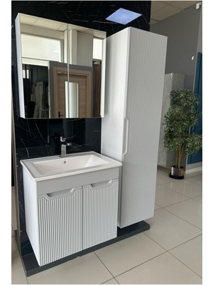 Noce Banyo Dolabı Aynalı Cnc Işlemeli Membran Kapaklı 65 cm