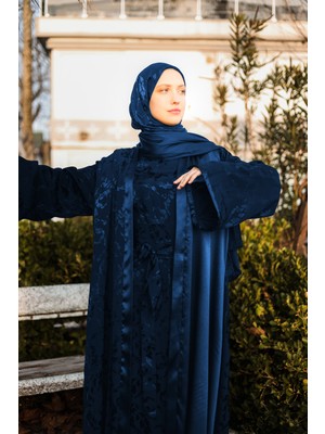 Harika Wear Lacivert Modern Ipekli Abaya