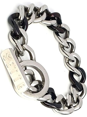 Beyaz siyah trend erkek çelik bileklik