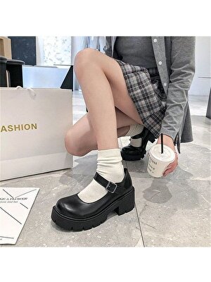 Ategewear Siyah Oxford Harajuku Tarz Lolita Ayakkabı