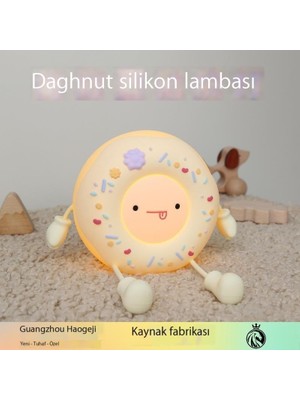 Cwecom2 Donut Silikon Zamanlı Atmosfer Gece Lambası Yatak Odası Göz Koruması Başucu Lambası Pat Işık Hediye (Yurt Dışından)