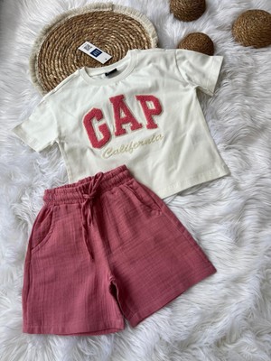 Gap Baby Premium Kalite Gap Şortlu Çocuk Takım / Gap Çocuk Yazlık Alt Üst Takım / Pembe