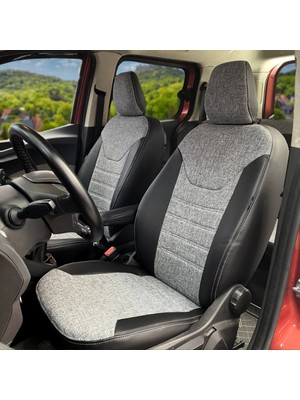K-Design Ford Courier Araca Özel Oto Koltuk Kılıfı - Keten ve Deri