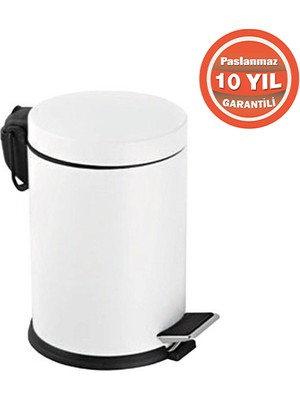 Çelik Banyo 70-213 Paslanmaz Çelik 3 Litre Pedallı Banyo Çöp Kovası Beyaz