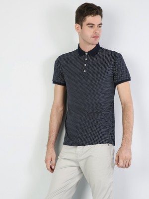 Regular Fit Polo Yaka Erkek Lacivert Polo Kısa Kol Cl1040587