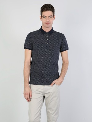 Regular Fit Polo Yaka Erkek Lacivert Polo Kısa Kol Cl1040587