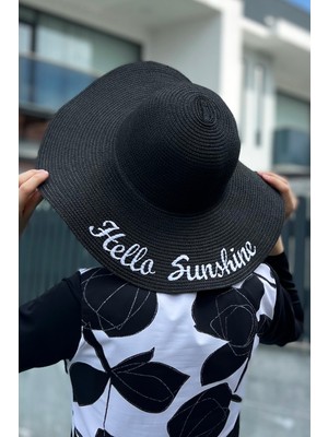 Remsa Mayo Hello Sunshine Yazılı Hasır Şapka Siyah Rş-24