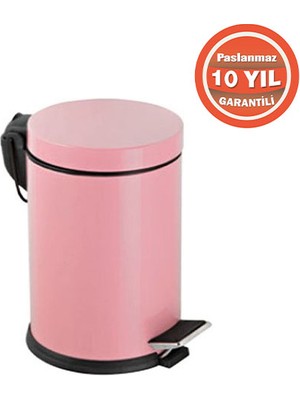 Çelik Banyo 70-215  Paslanmaz Çelik 3 Litre Pedallı Banyo Çöp Kovası Pembe