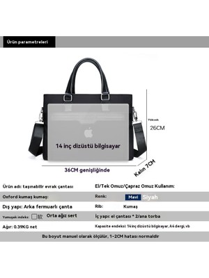 Anxin Shop Tuval Taşınabilir Evrak Çantası Erkek Çantası Omuz Çantası Crossbody Çanta Belge Ofis Çantası (Yurt Dışından)