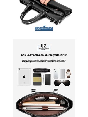 Anxin Shop Erkek Çanta Cüzdan Seti Iş Evrak Çantası Omuz Crossbody Çanta Bilgisayar Çantası (Yurt Dışından)