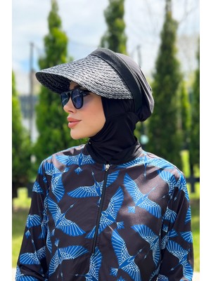 Remsa Mayo Vizör Örgü Hasır Şapka Güneş Koruyucu Siperlik Siyah Rş-41