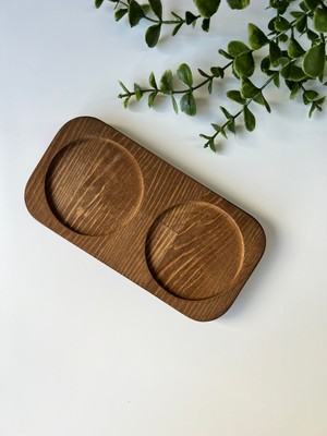 Mottogo Koyu Ahşap 2 Bölmeli Yağdanlık | Sıvı Sabunluk Altlığı