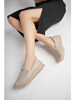 Tarçın Ayakkabı Hakiki Deri Silver Kadın Deri Babet TRC175-0700