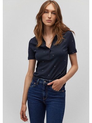 Mavi Mini Baskılı Lacivert Polo Tişört 1612691-82318