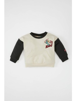 DeFacto Erkek Bebek Disney Mickey & Minnie Bisiklet Yaka Sweatshirt D1887A524AU