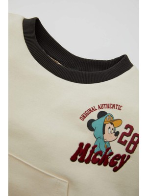 DeFacto Erkek Bebek Disney Mickey & Minnie Bisiklet Yaka Sweatshirt D1887A524AU