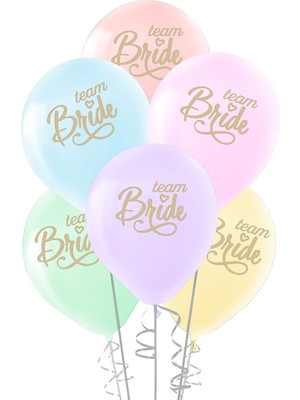 Kidspartim Makaron Team Bride Baskılı Karışık Balon 10 Adet