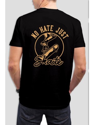 Skate Kaykay Baskılı Siyah Tişört C809