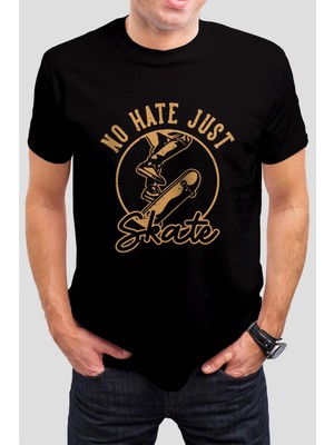 Skate Kaykay Baskılı Siyah Tişört C810