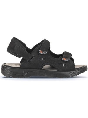 Bueno Shoes Siyah Nubuk Deri Erkek Sandalet 25MS1405