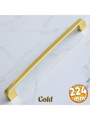 Badem10 Gölcük Oval (224 mm - 22.4 cm) Gold Metal Mobilya Mutfak Çekmece Dolap Dolabı Kapak Kulbu Kulpu Kulpları