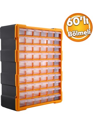 Rodex Vida Dübel Civata Kutusu Bölmeli Avadanlık Monoblok Çekmeceli 60'lı Takım Çantası Plastik Organizer