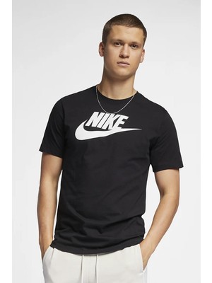 Nike Sportswear Futura Swoosh Logo Tee T Shirt Unisex Baskılı Tişört Siyah