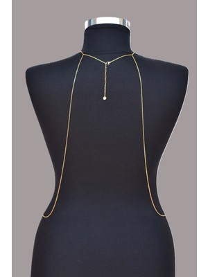 Sacce Scarves & Accessories Işıltılı Pullu Çelik Vücut Zinciri Body Chain Gold Renk