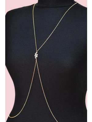 Sacce Scarves & Accessories Yılan Figürlü Çelik Vücut Zinciri Body Chain Gold Renk