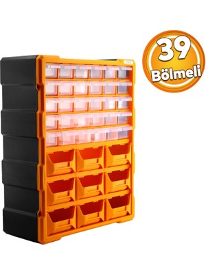 Rodex Vida Dübel Civata Kutusu Bölmeli Avadanlık Monoblok Çekmeceli 39'lu Takım Çantası Plastik Organizer