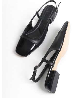 Modabuymus Gresco Siyah Babet Kısa Topuklu Günlük Ayakkabı