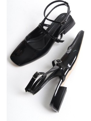Modabuymus Atika Siyah Mary Jane Kısa Topuklu Günlük Ayakkabı
