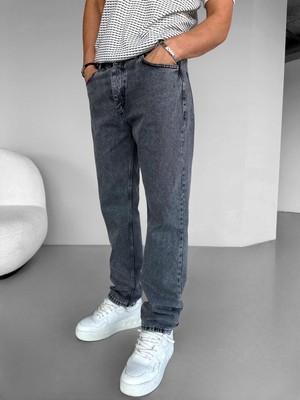 Abluka Online Slim Fit Dar Paça Yıkamalı Basic Jean Gri