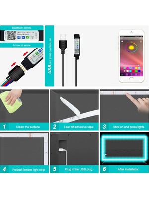 The Wlue Tv Arkası USB Rgb LED Şerit Telefon App Kontrollü Ambians LED Şerit