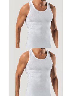 Maruf Shop 2 Adet Erkek Slim Fit Dar Kalıp Likralı Penye Sporcu Atleti(Rambo Atleti)