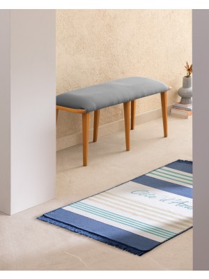 Madame Coco Rocasson Saçaklı Dokuma Kilim - 80X150 cm - Lacivert/mavi