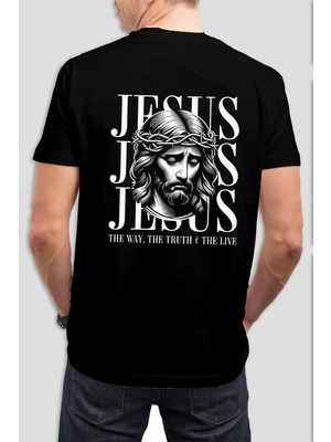 Jesus Baskılı Siyah Tişört C843
